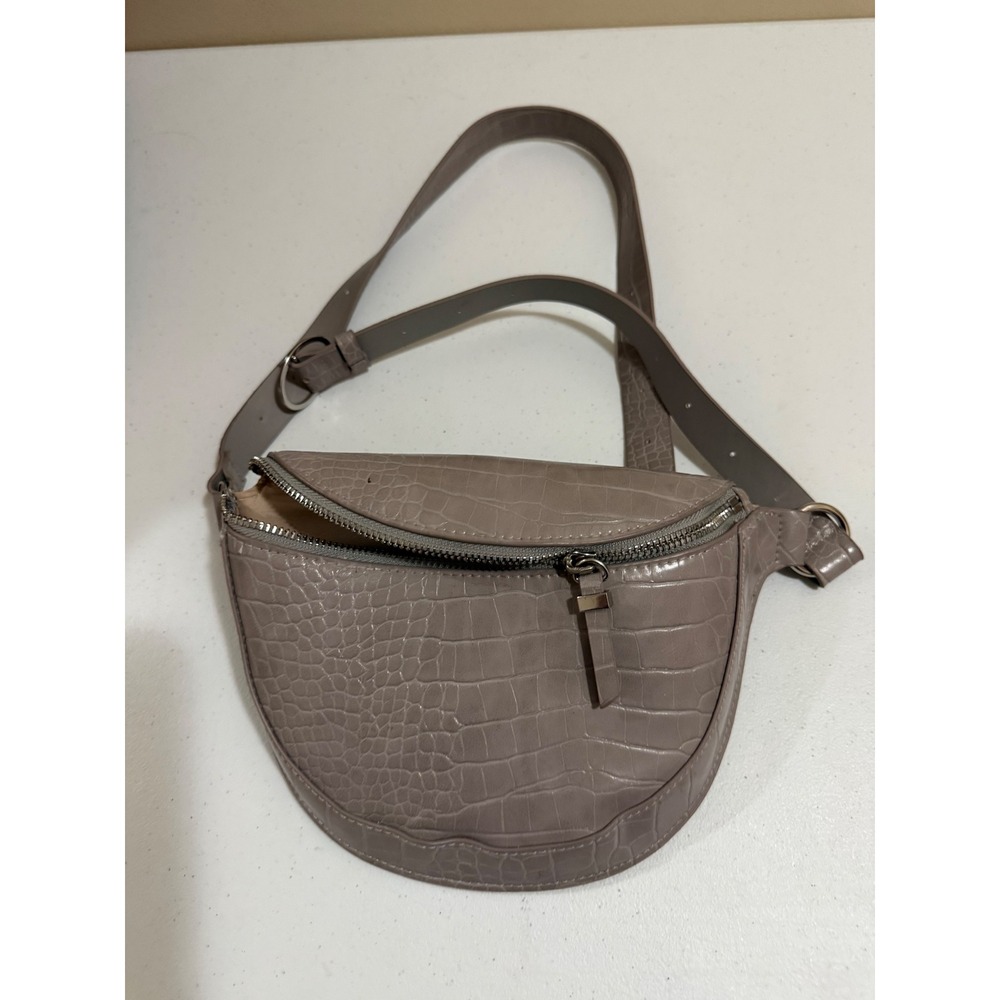 H&M Taupe Faux Croc Embossed Belt Bag Fanny Pack Adjustable Strap